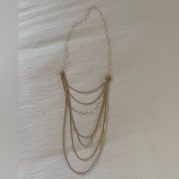 Gold Multi-Chain Long Fashion Necklace - Picture 1 of 4